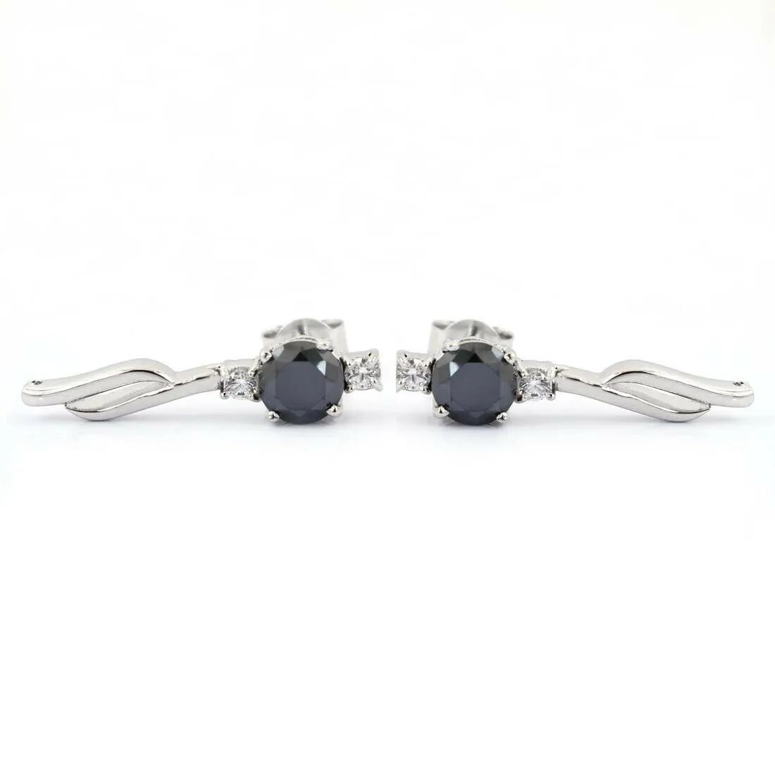 2.60 Ct Certified Black Diamond Stud In Dangler Style with Diamond Accents, Amazing Collection with Great Design