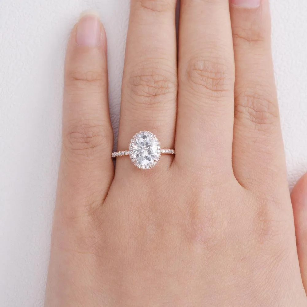 2ct Oval Colorless Moissanite Rose Gold Ring