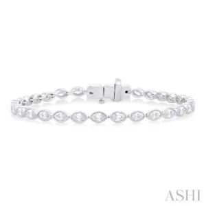 3 1/10 ctw East-West Bezel Set Marquise Cut Diamond Tennis Bracelet in 14K White Gold