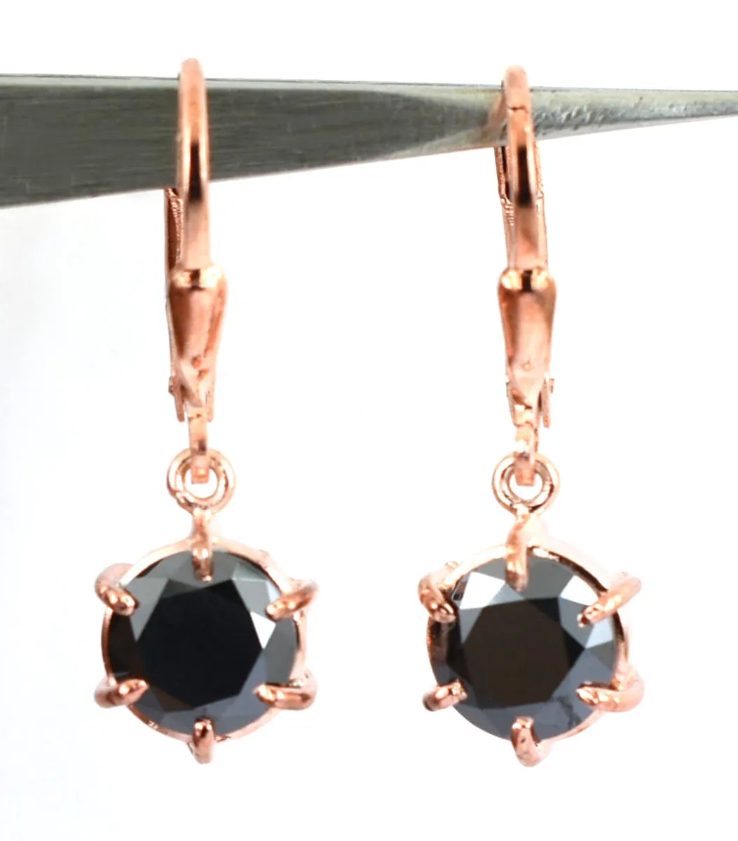 3 Ct AAA Certified Black Diamond Dangler Earring With Prong Setting