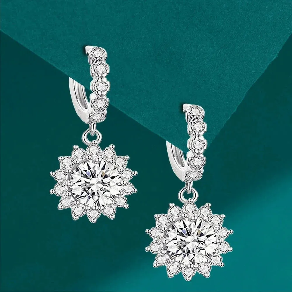 3.0 Ct Round Cut Diamond Drop Earrings