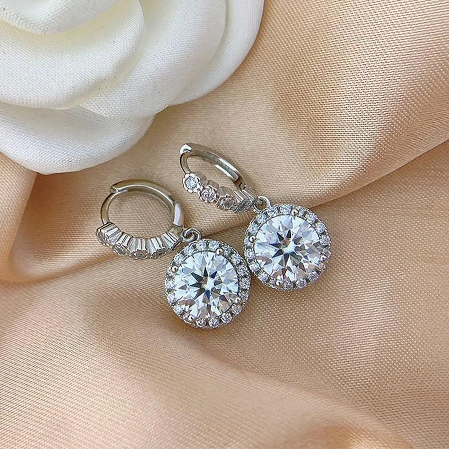 3.0 Ct Round Cut Diamond Drop Earrings