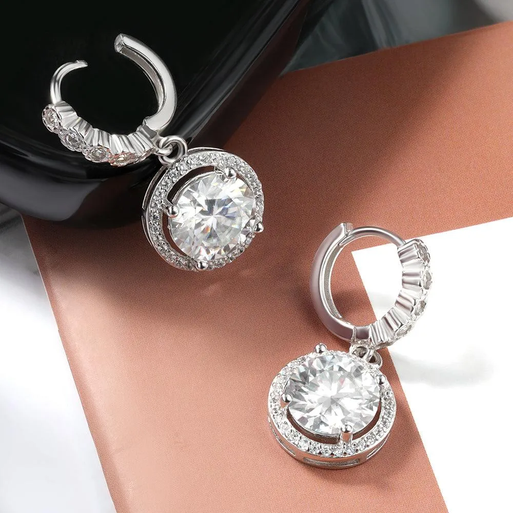 3.0 Ct Round Cut Diamond Drop Earrings