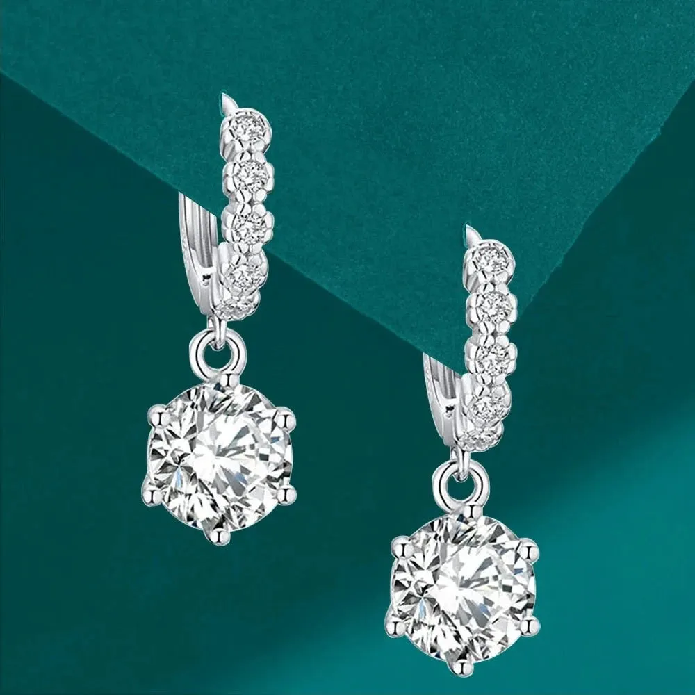 3.0 Ct Round Cut Diamond Drop Earrings