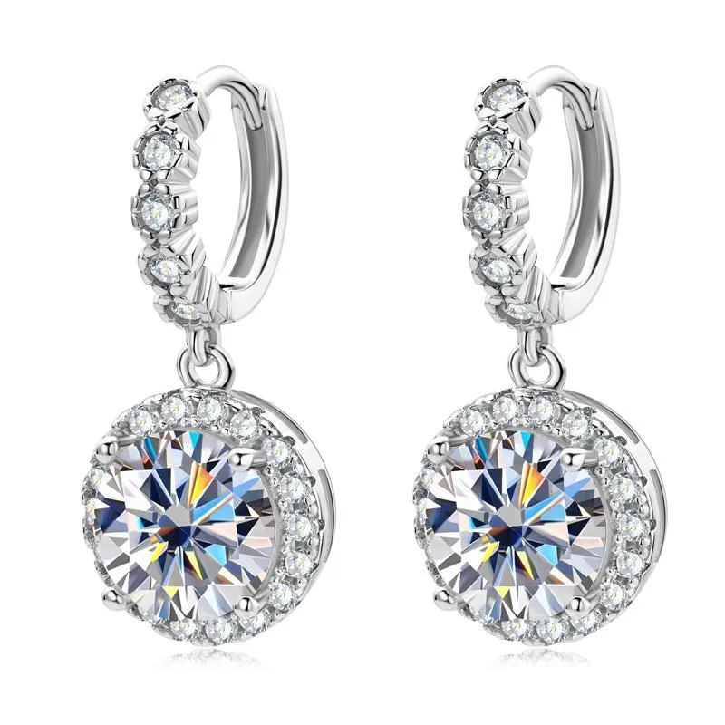 3.0 Ct Round Cut Diamond Drop Earrings