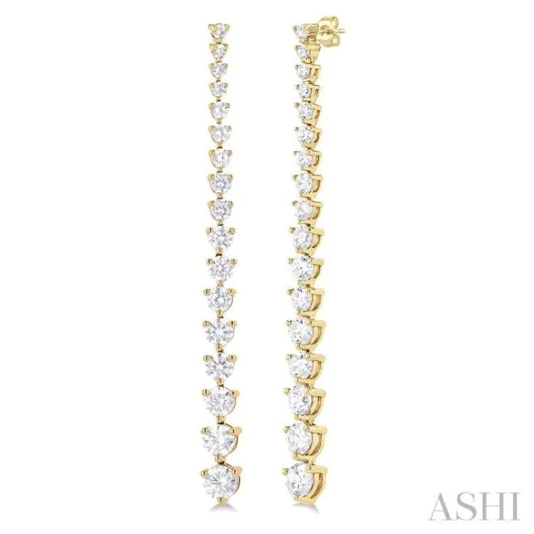 3.00 ctw Round Cut Diamond Riviera Drop Earring in 14K Yellow Gold