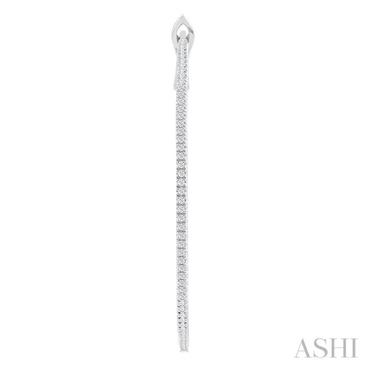 3/4 ctw Inside & Outside Round Cut Diamond Hoop Earring in 14K White Gold