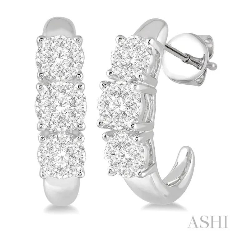 3/4 ctw Lovebright Round Cut Diamond Earrings in 14K White Gold
