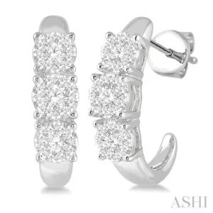 3/4 ctw Lovebright Round Cut Diamond Earrings in 14K White Gold