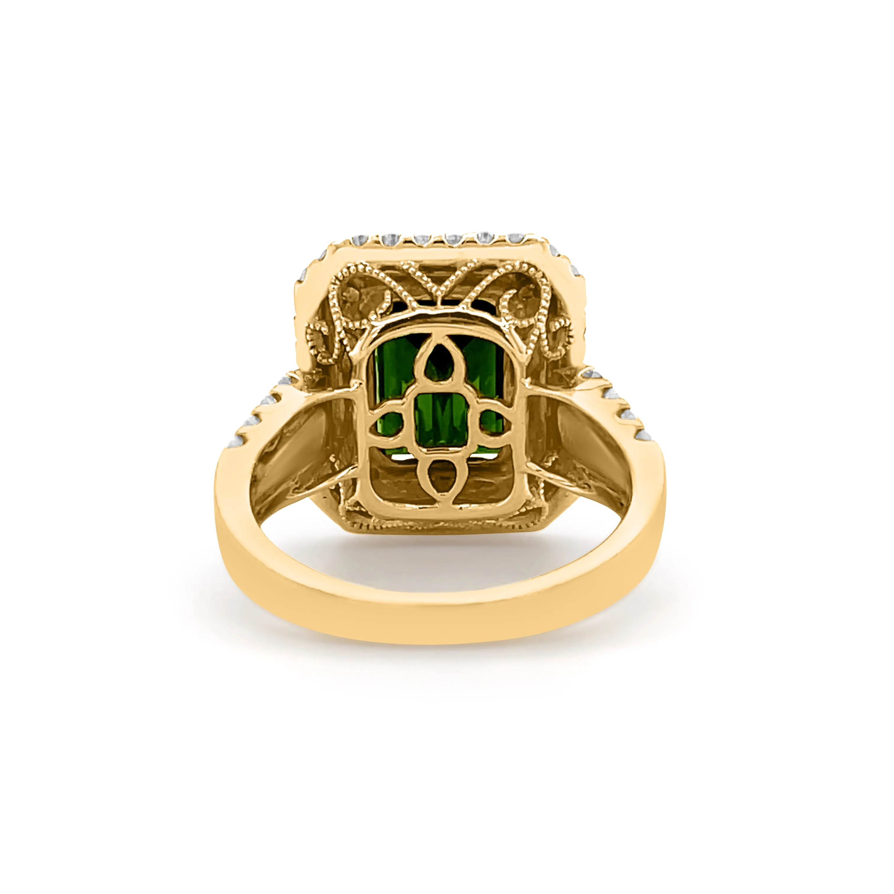 3.89 Carat Green Tourmaline Gemstone Ring in 14k Yellow Gold