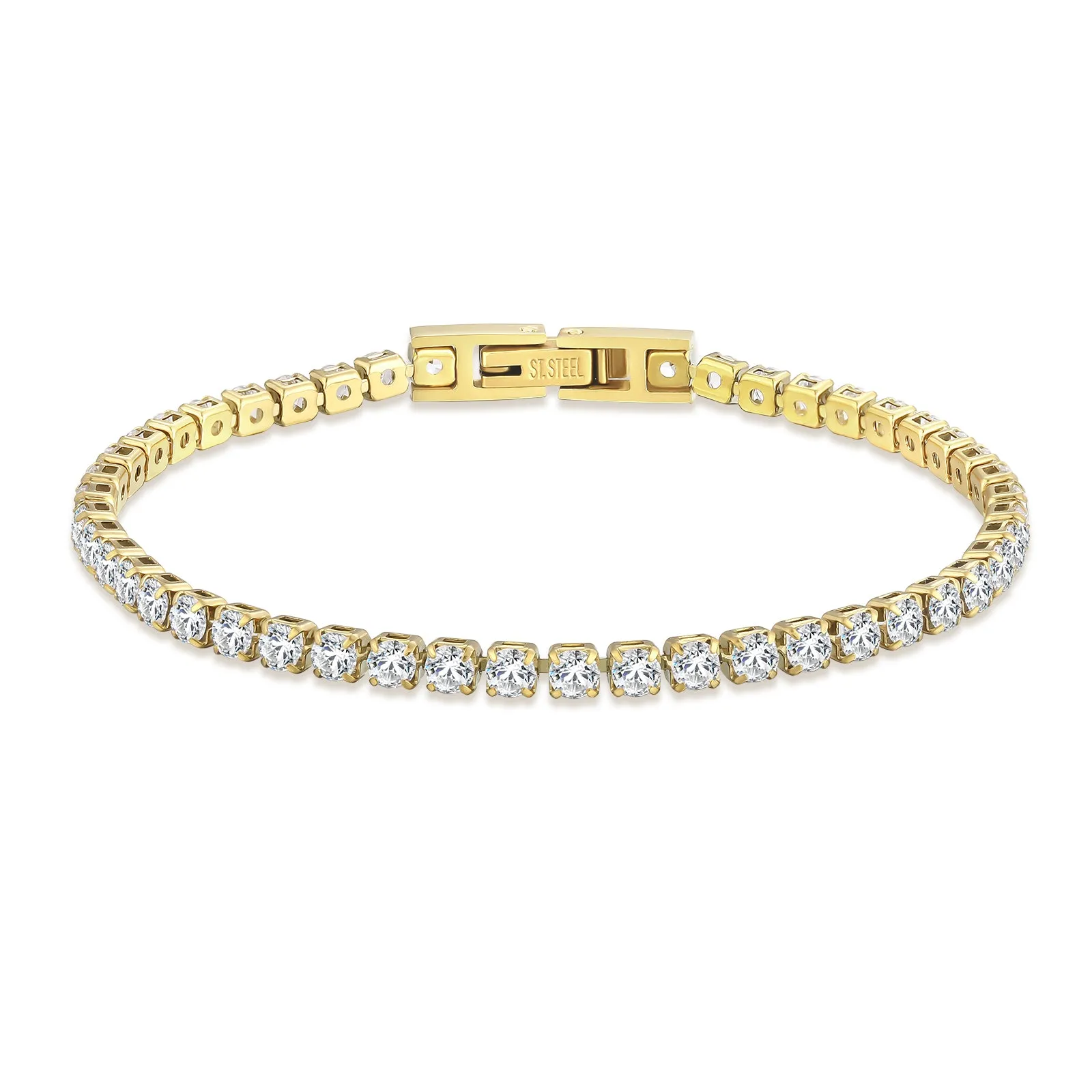 3mm CZ Diamond Tennis Bracelet 316L Stainless Steel KRKC