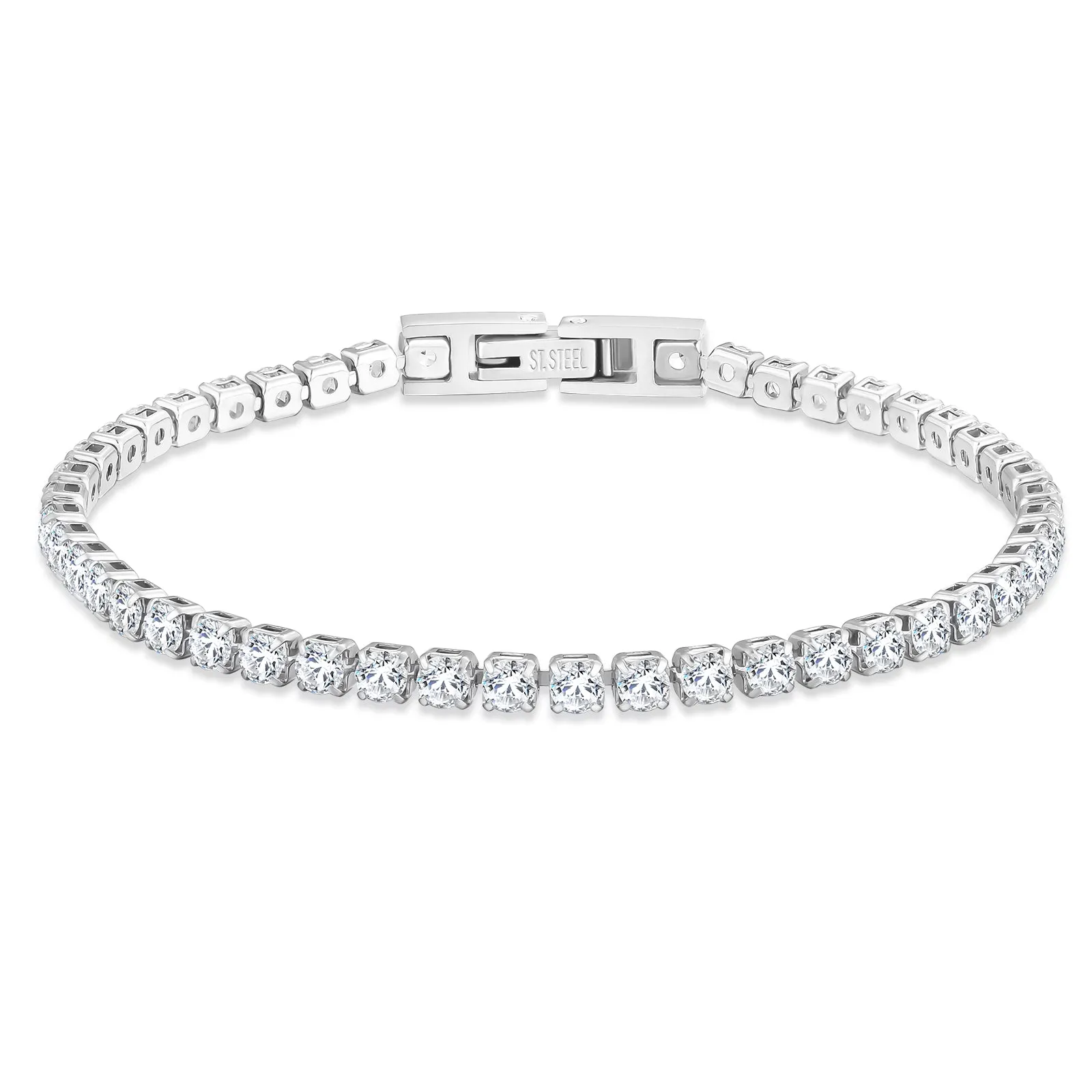 3mm CZ Diamond Tennis Bracelet 316L Stainless Steel KRKC