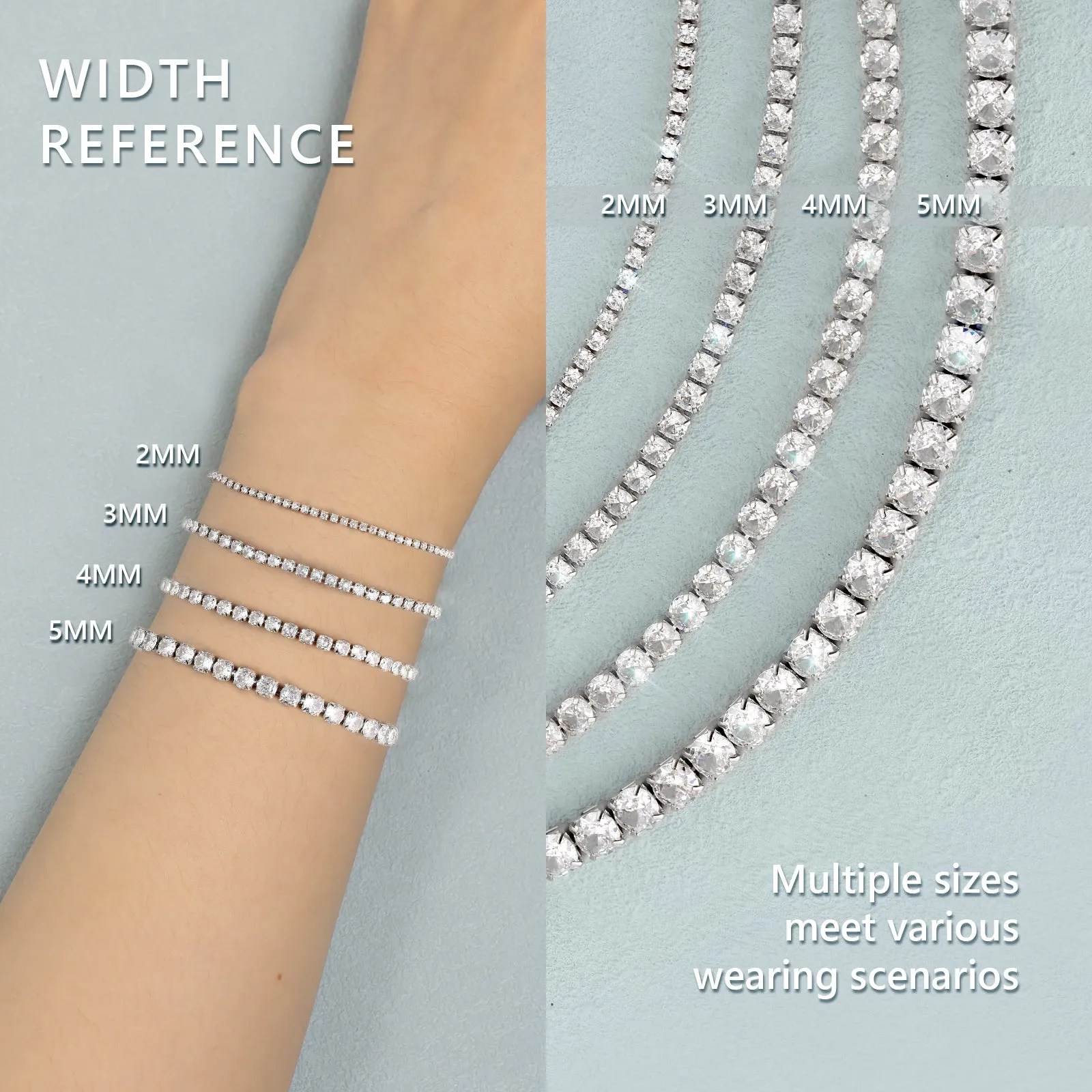 3mm CZ Diamond Tennis Bracelet 316L Stainless Steel KRKC