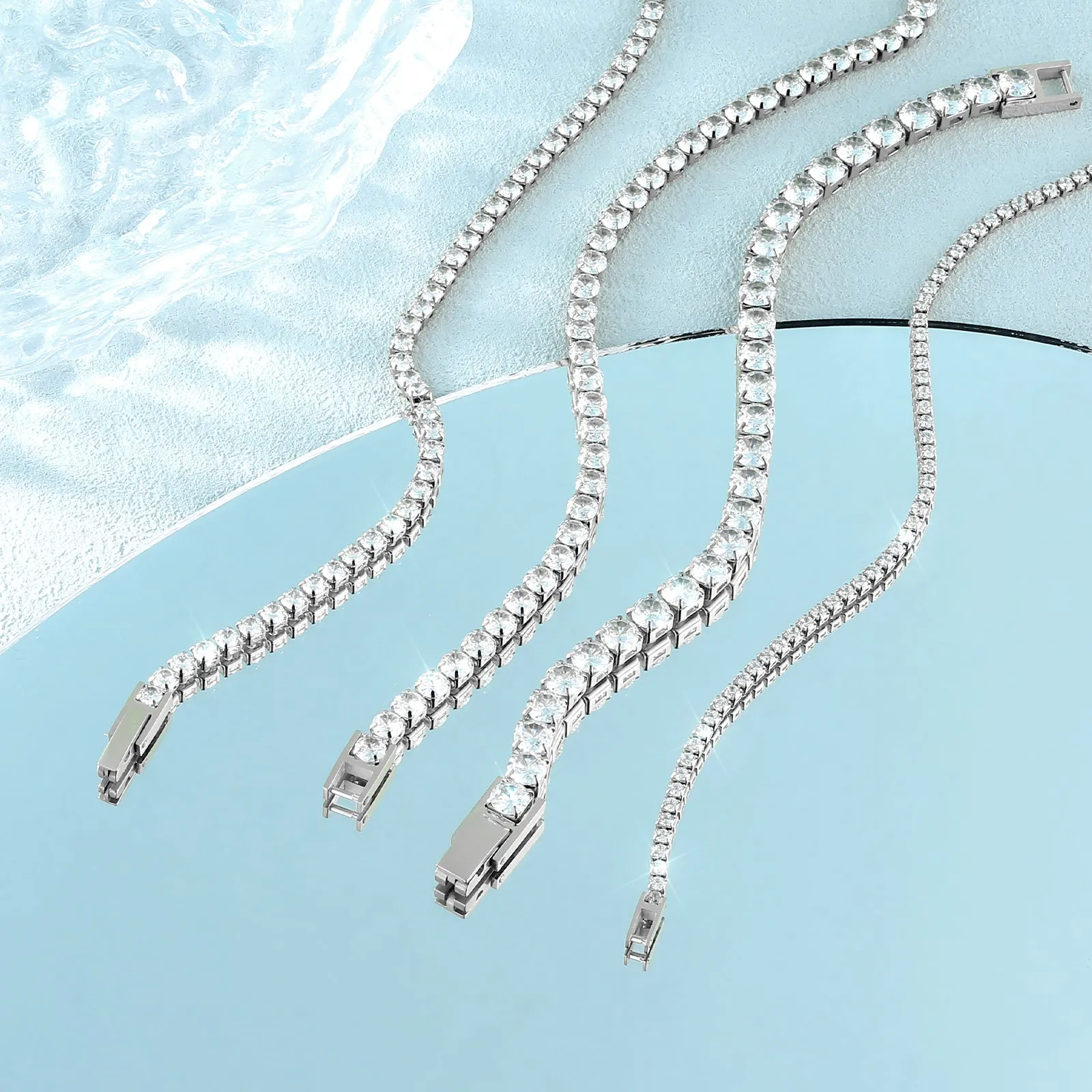 3mm CZ Diamond Tennis Bracelet 316L Stainless Steel KRKC