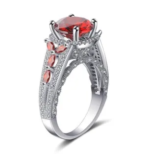 4 Carats Three Colors Flower Ring
