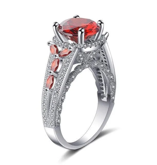 4 Carats Three Colors Flower Ring