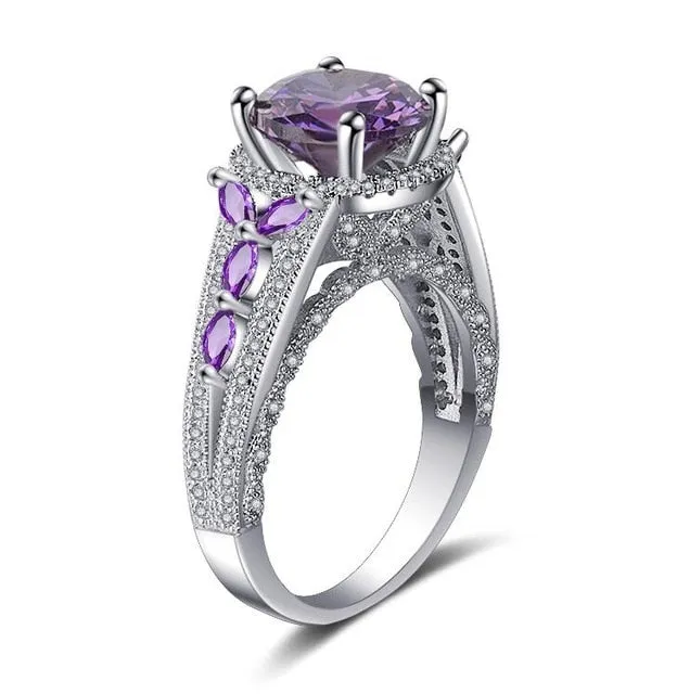 4 Carats Three Colors Flower Ring