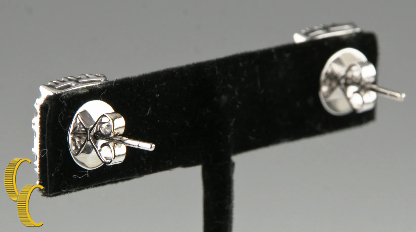 4.00 carat Princess Cut Diamond 14k White Gold Plaque Earrings