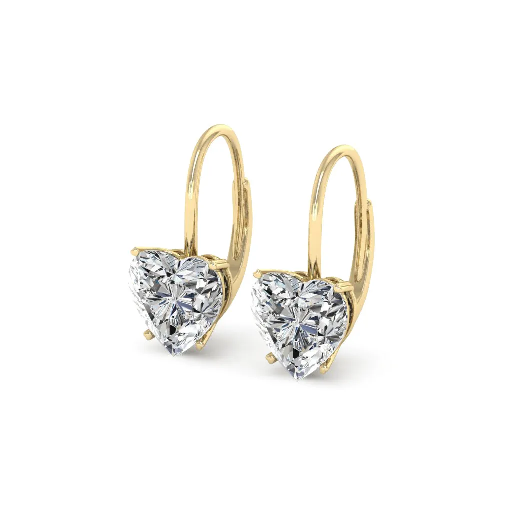 4.00 d.e.w cts 8 mm Heart Shape Moissanite Dangle Earrings