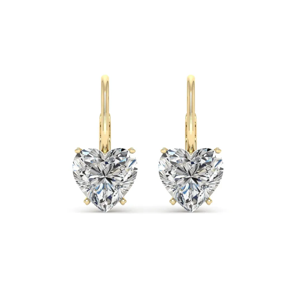 4.00 d.e.w cts 8 mm Heart Shape Moissanite Dangle Earrings