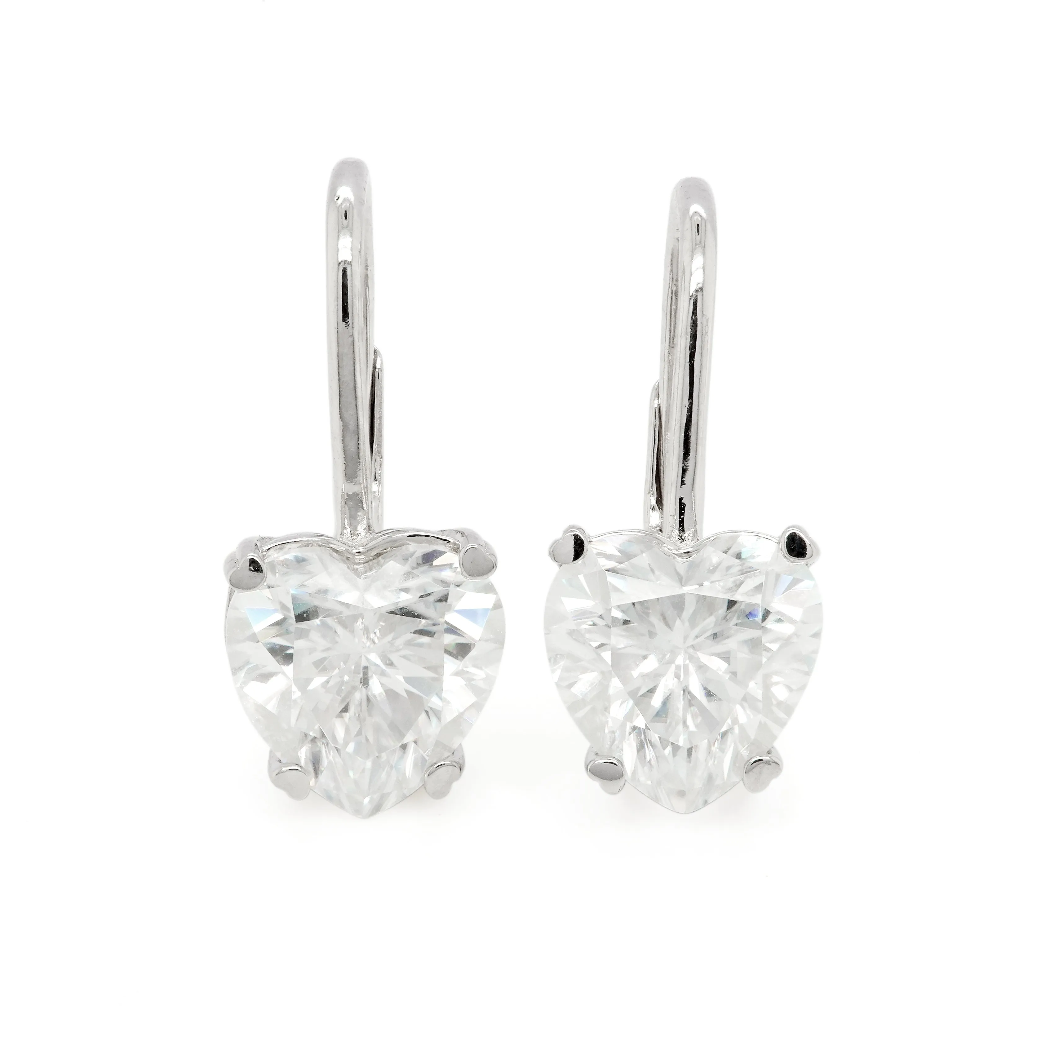 4.00 d.e.w cts 8 mm Heart Shape Moissanite Dangle Earrings