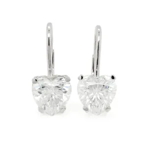 4.00 d.e.w cts 8 mm Heart Shape Moissanite Dangle Earrings