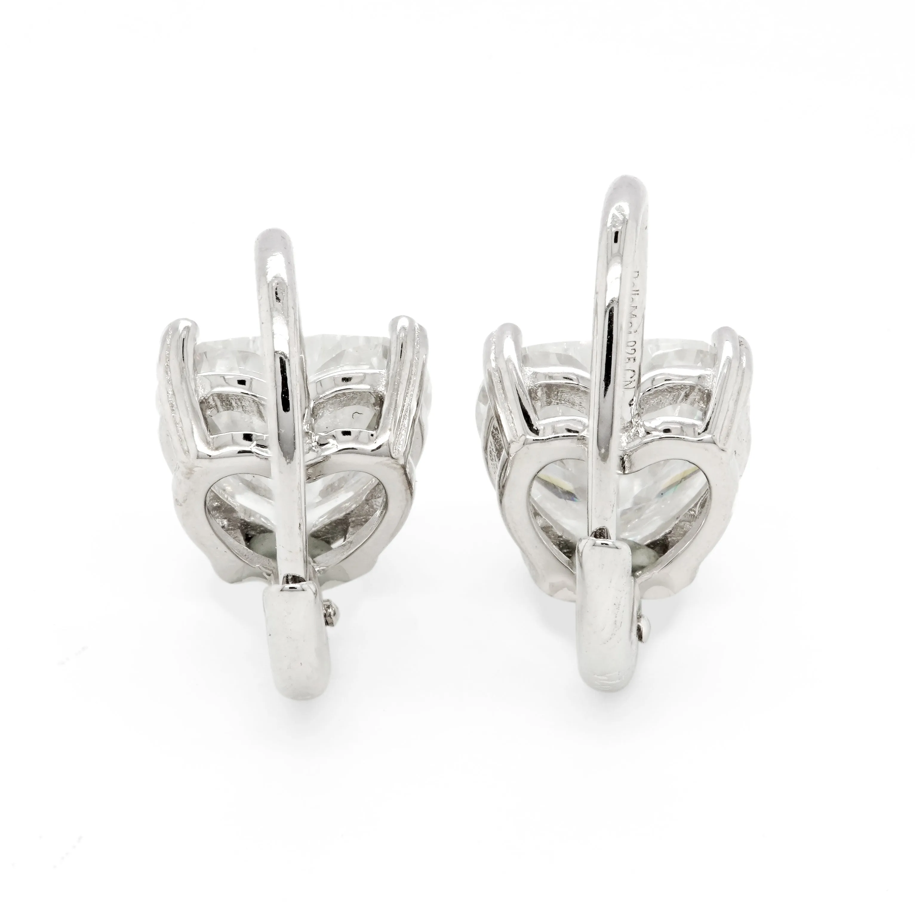 4.00 d.e.w cts 8 mm Heart Shape Moissanite Dangle Earrings