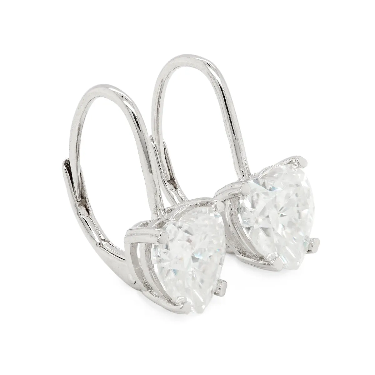 4.00 d.e.w cts 8 mm Heart Shape Moissanite Dangle Earrings