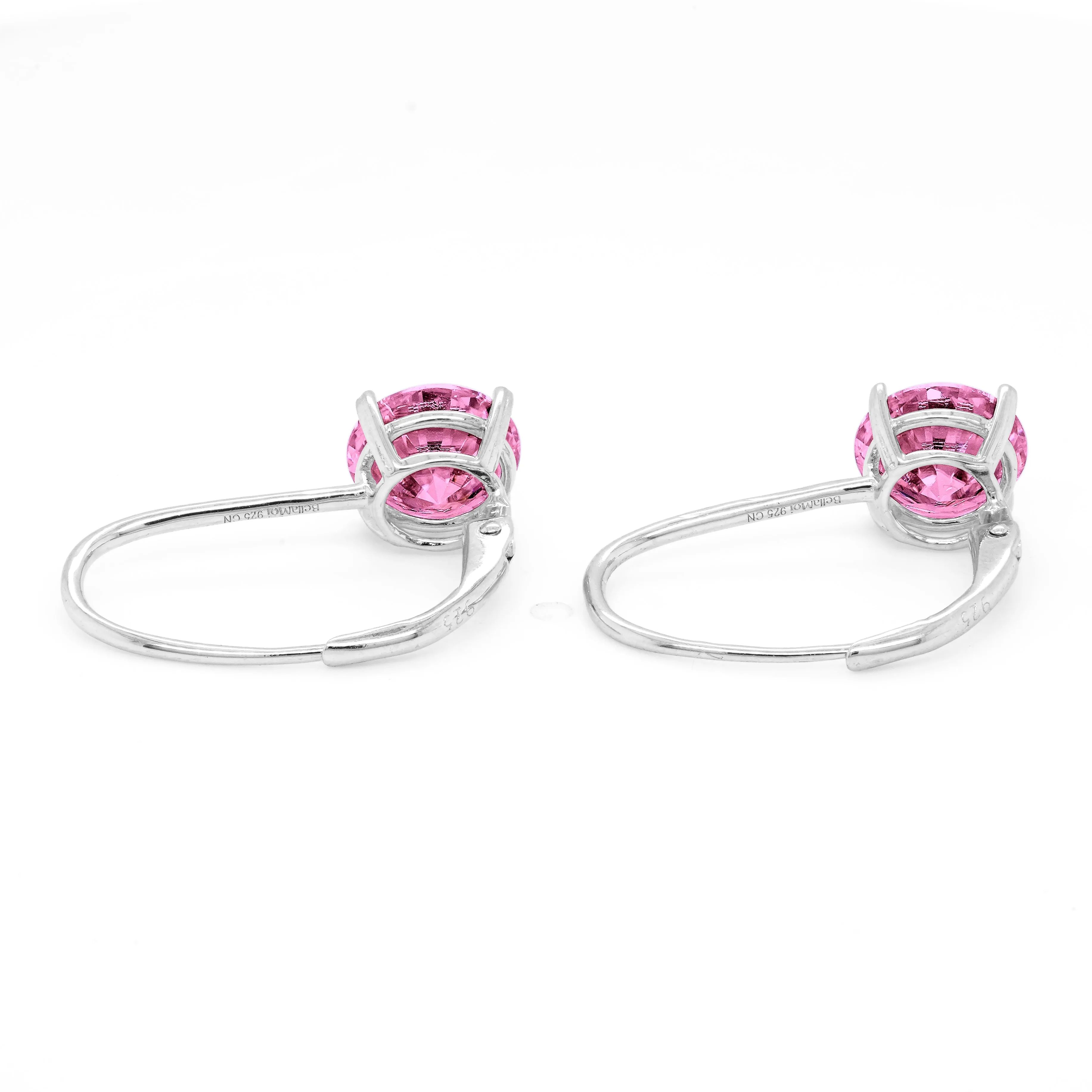 4.00 d.e.w cts 8mm Round Moissanite Dangle Earrings