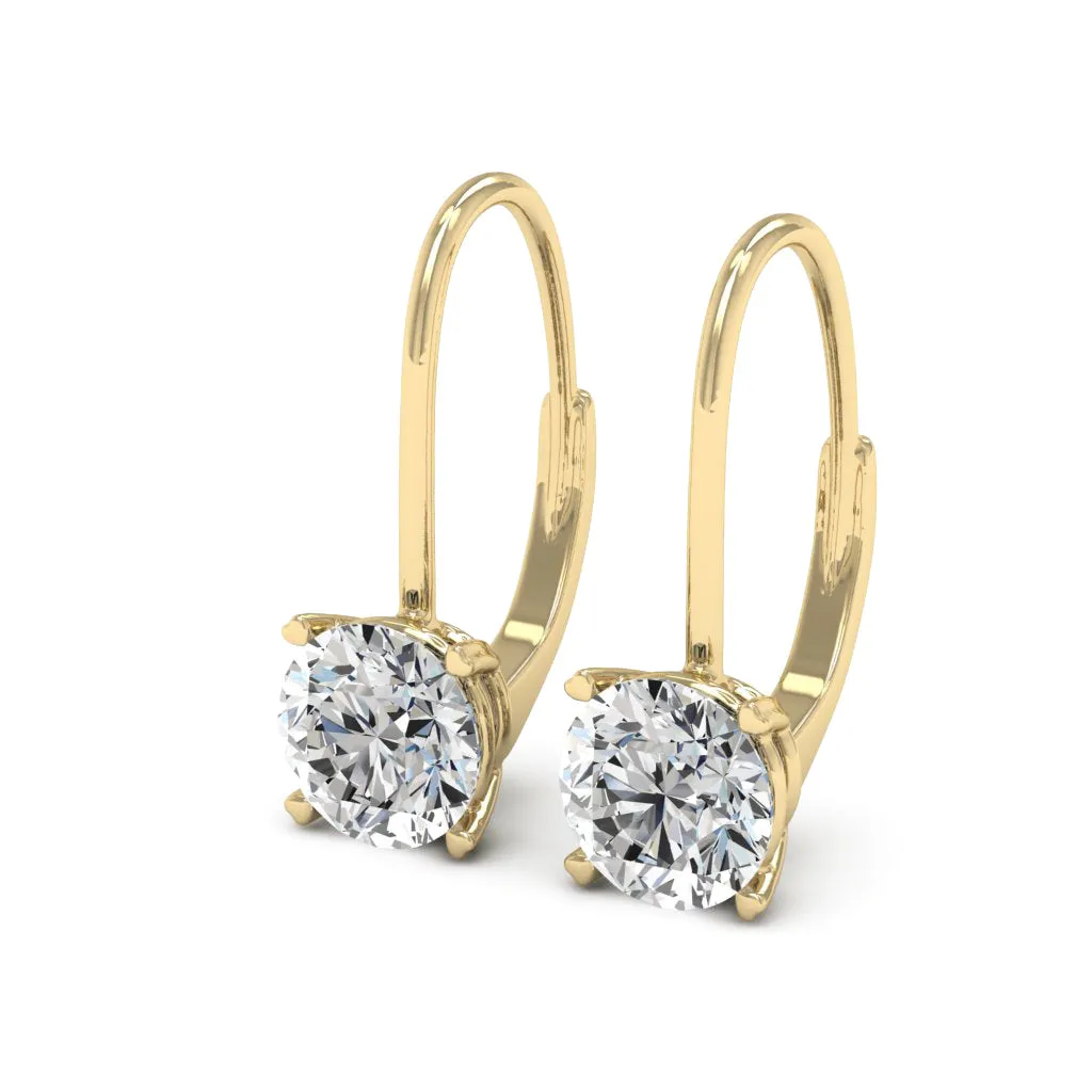 4.00 d.e.w cts 8mm Round Moissanite Dangle Earrings