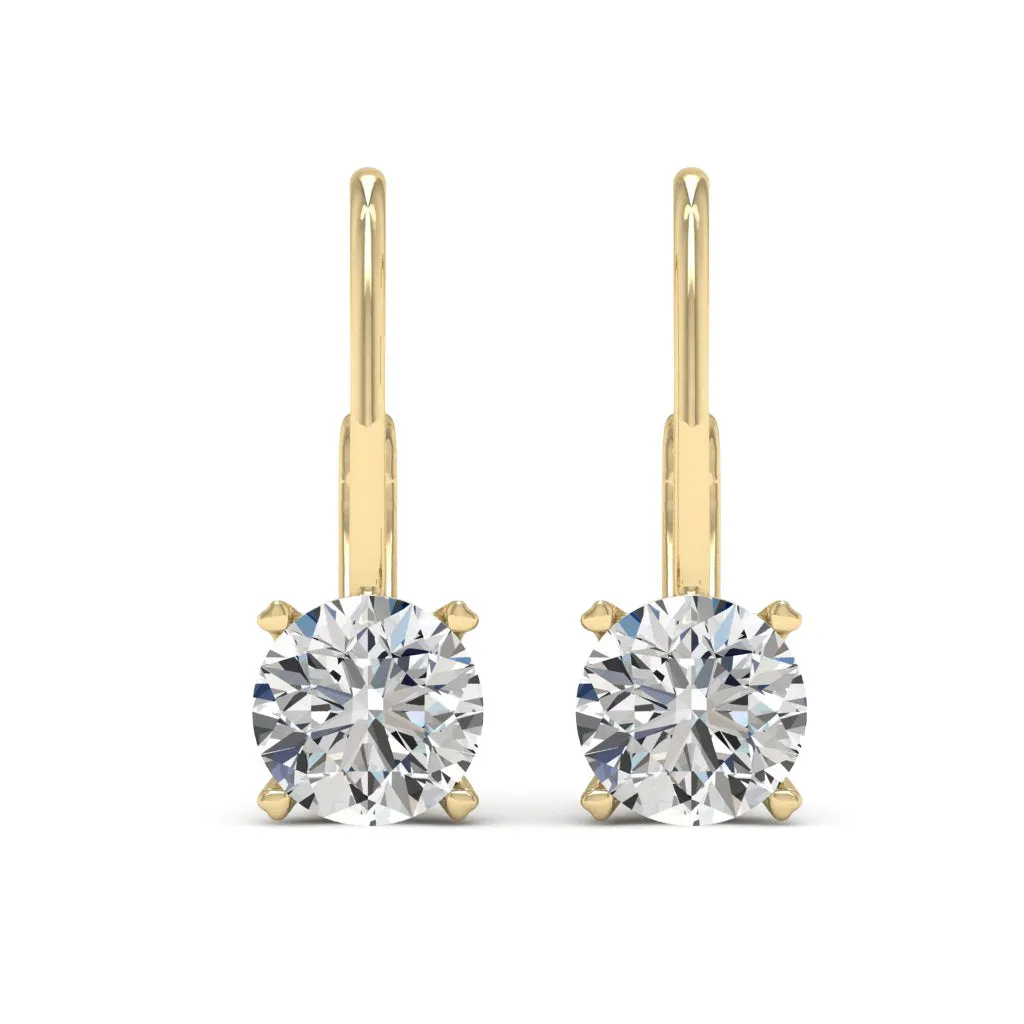 4.00 d.e.w cts 8mm Round Moissanite Dangle Earrings