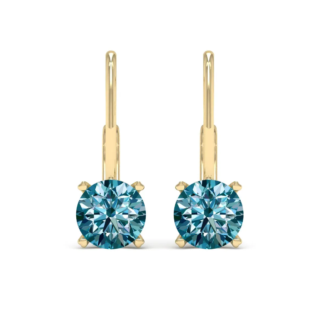 4.00 d.e.w cts 8mm Round Moissanite Dangle Earrings