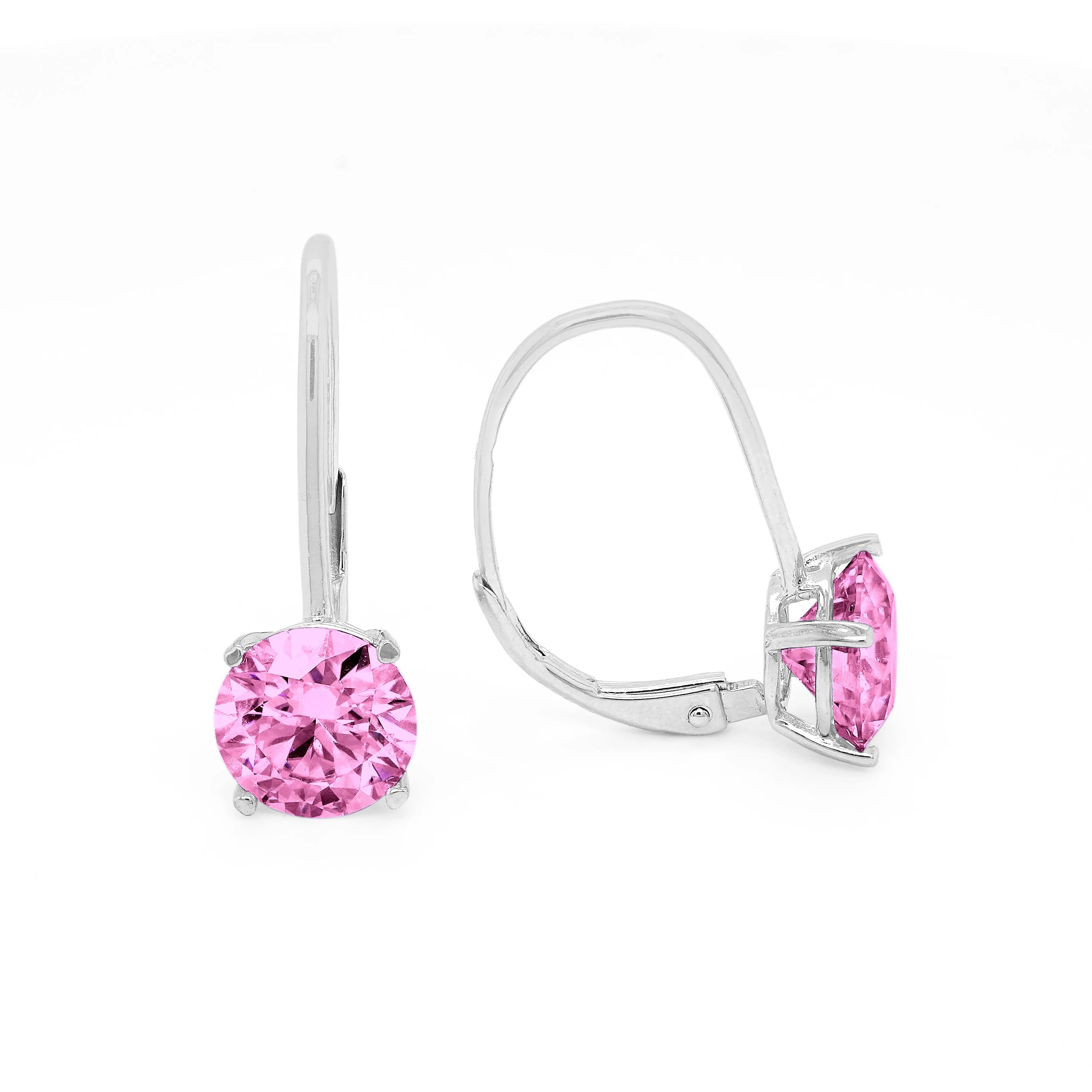 4.00 d.e.w cts 8mm Round Moissanite Dangle Earrings