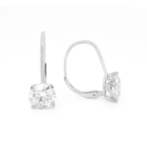 4.00 d.e.w cts 8mm Round Moissanite Dangle Earrings