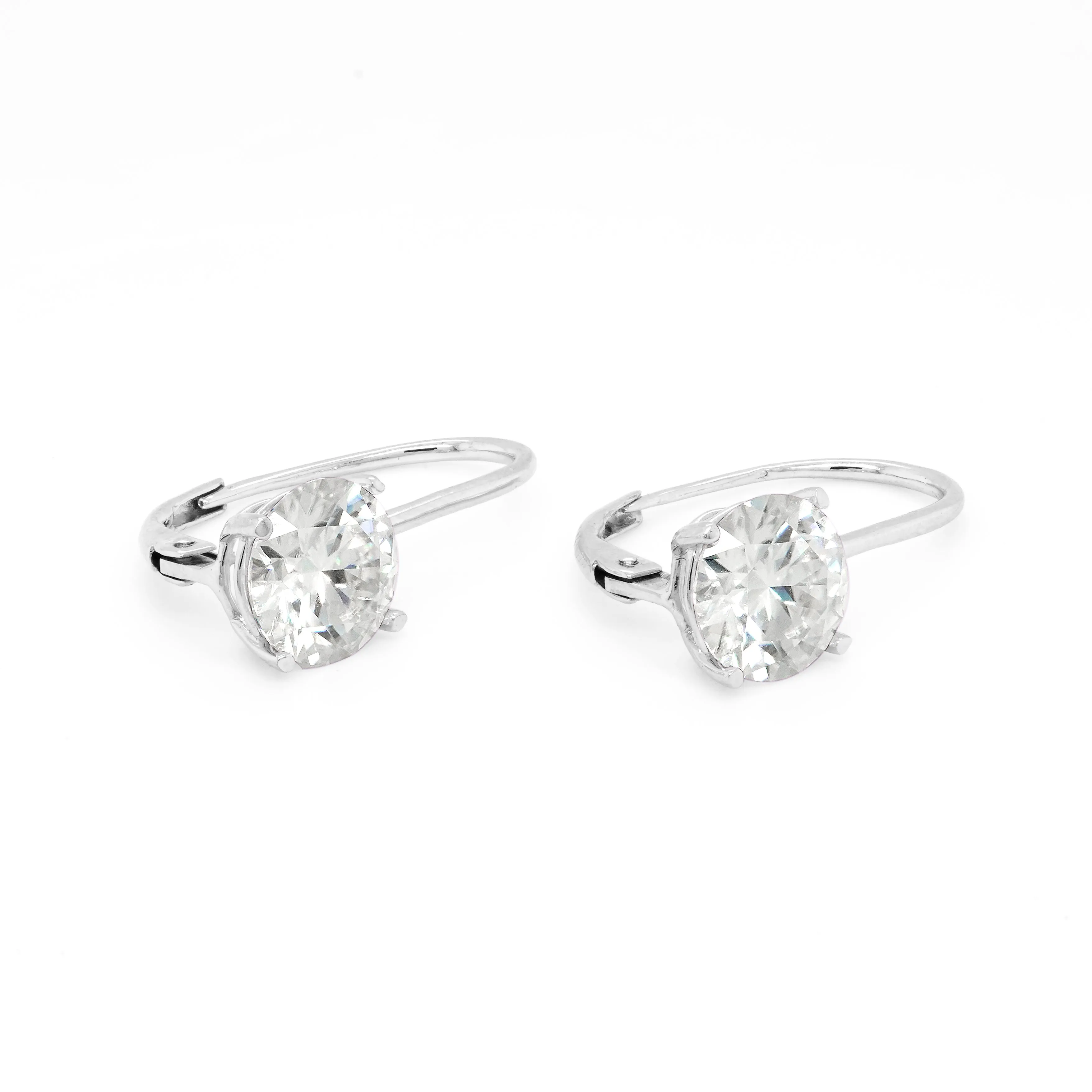 4.00 d.e.w cts 8mm Round Moissanite Dangle Earrings