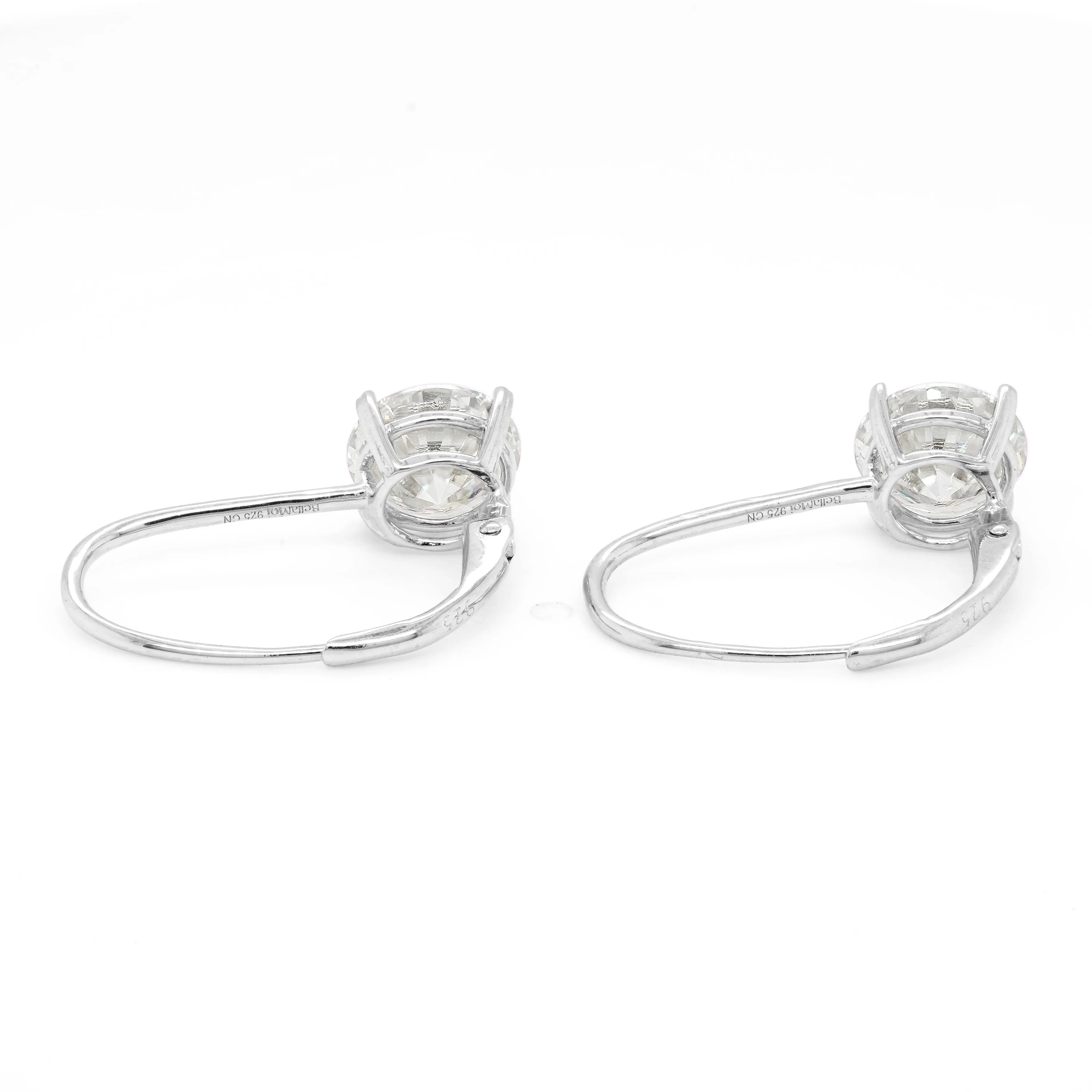 4.00 d.e.w cts 8mm Round Moissanite Dangle Earrings