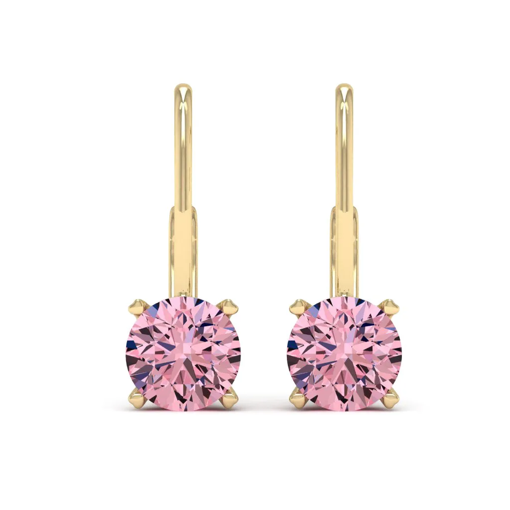 4.00 d.e.w cts 8mm Round Moissanite Dangle Earrings