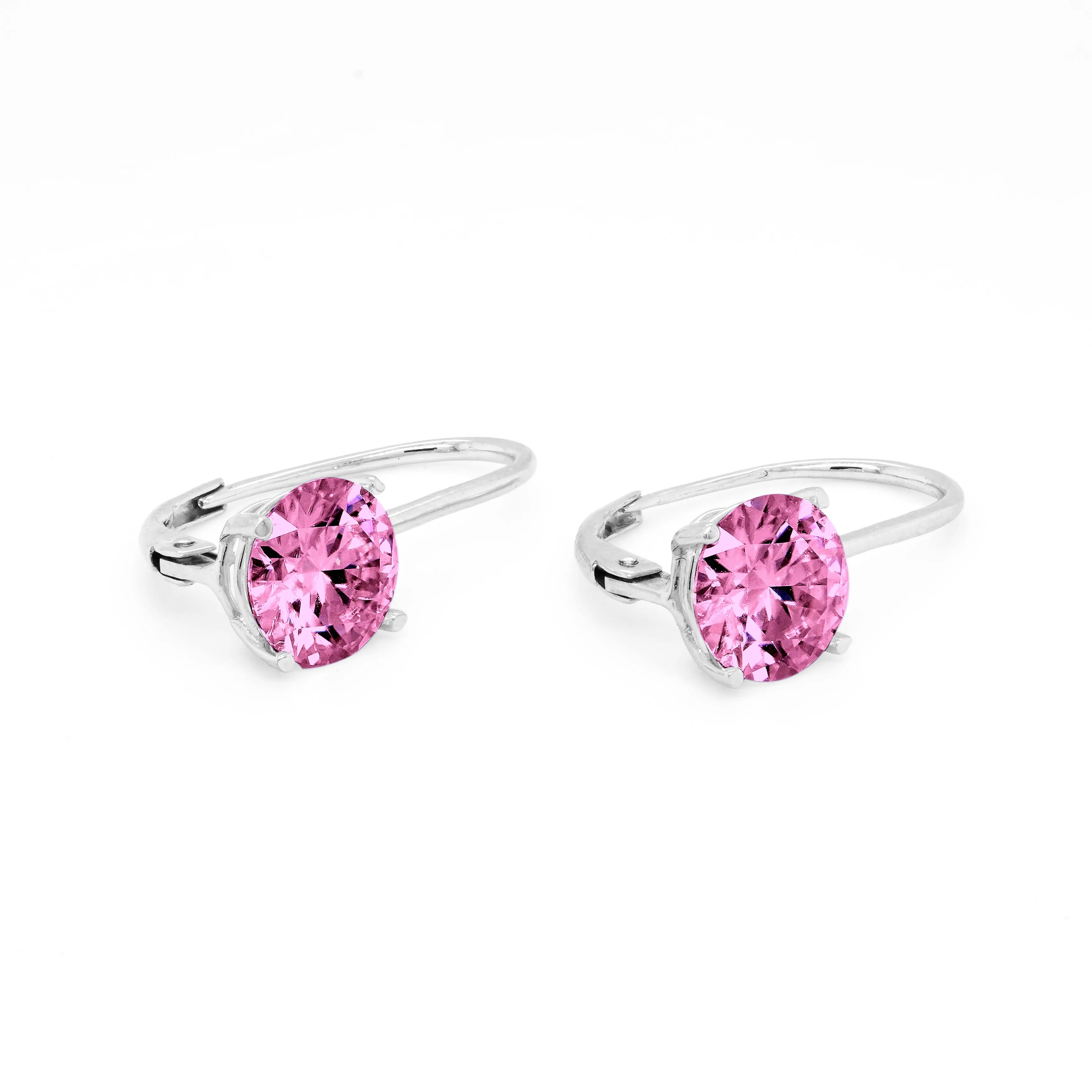 4.00 d.e.w cts 8mm Round Moissanite Dangle Earrings