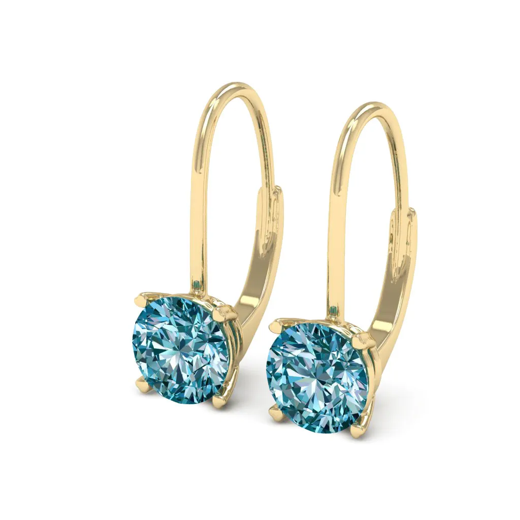 4.00 d.e.w cts 8mm Round Moissanite Dangle Earrings
