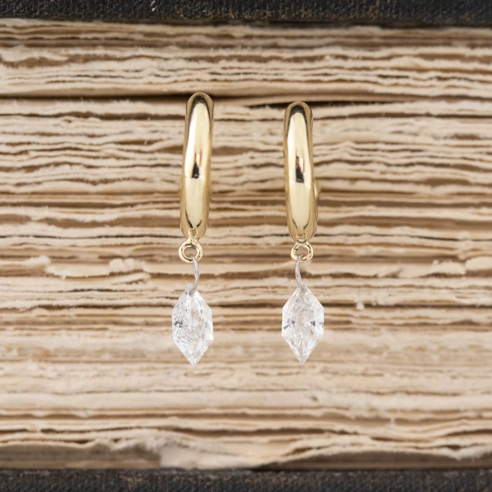 .42ctw Pierced Hexagon Cut Diamond Hoop Earrings