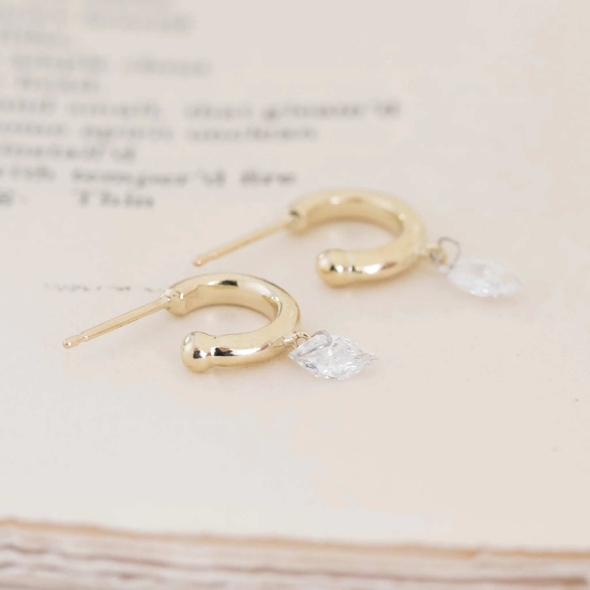 .42ctw Pierced Hexagon Cut Diamond Hoop Earrings