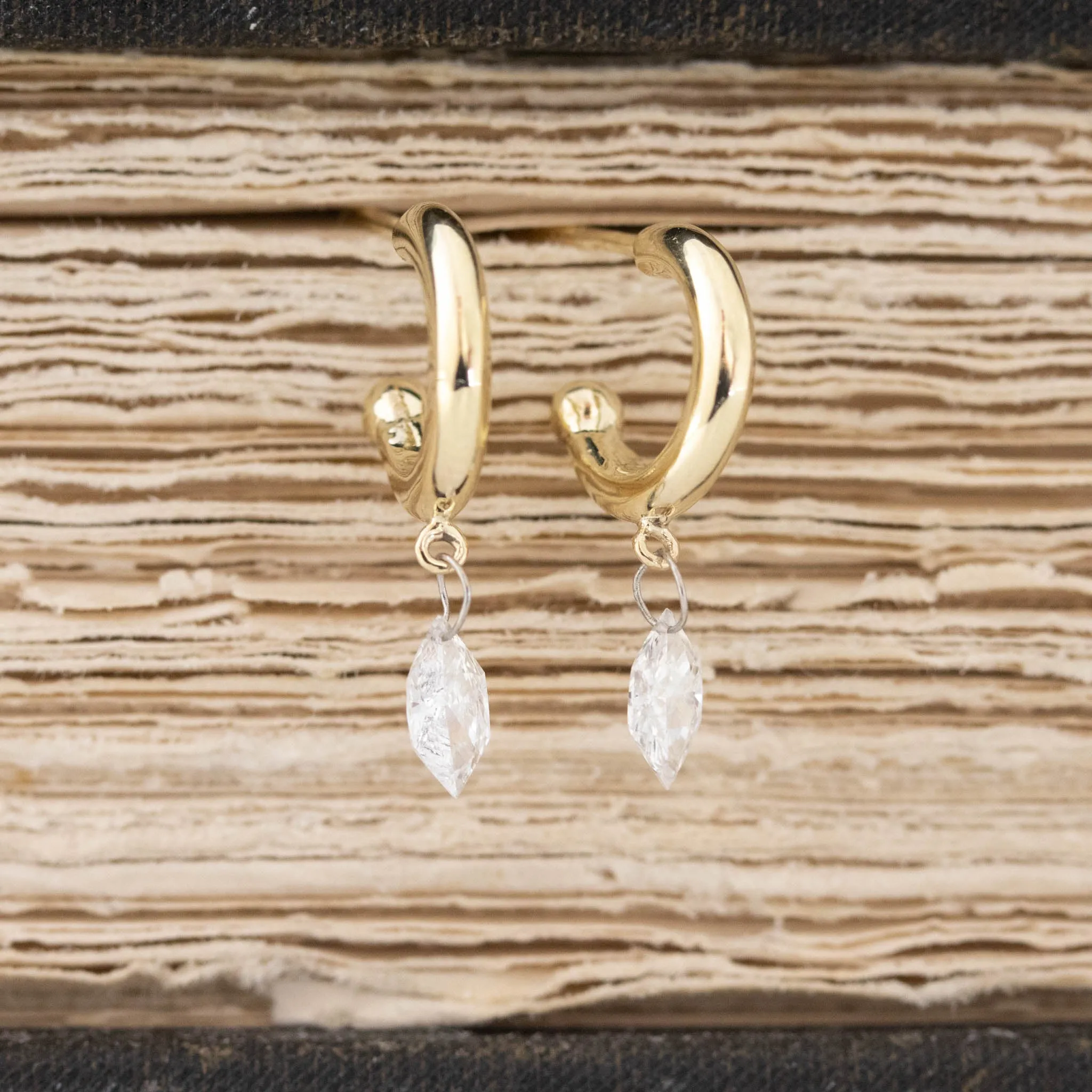 .42ctw Pierced Hexagon Cut Diamond Hoop Earrings
