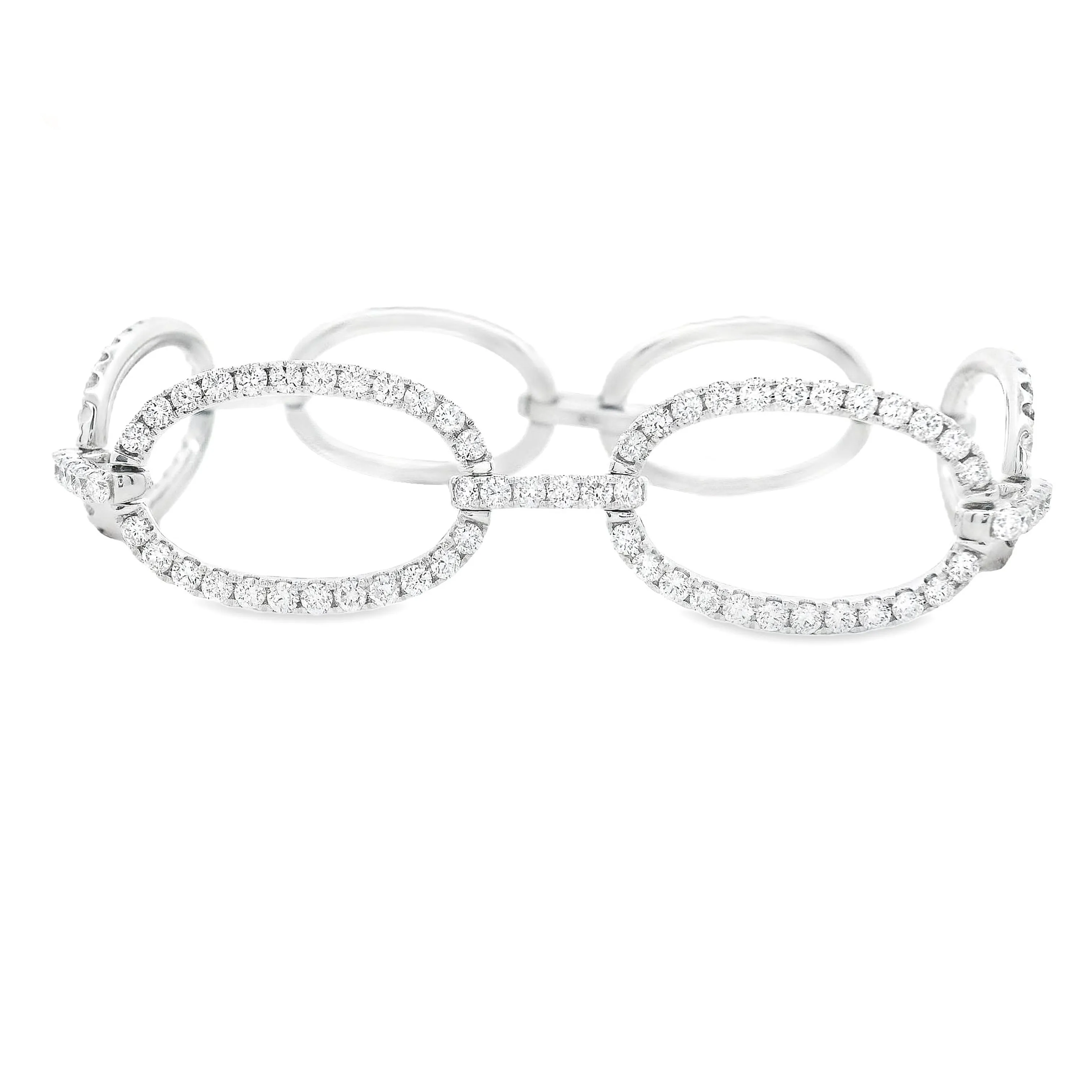 4.41ct 14k White Gold Diamond Circle Link Bracelet