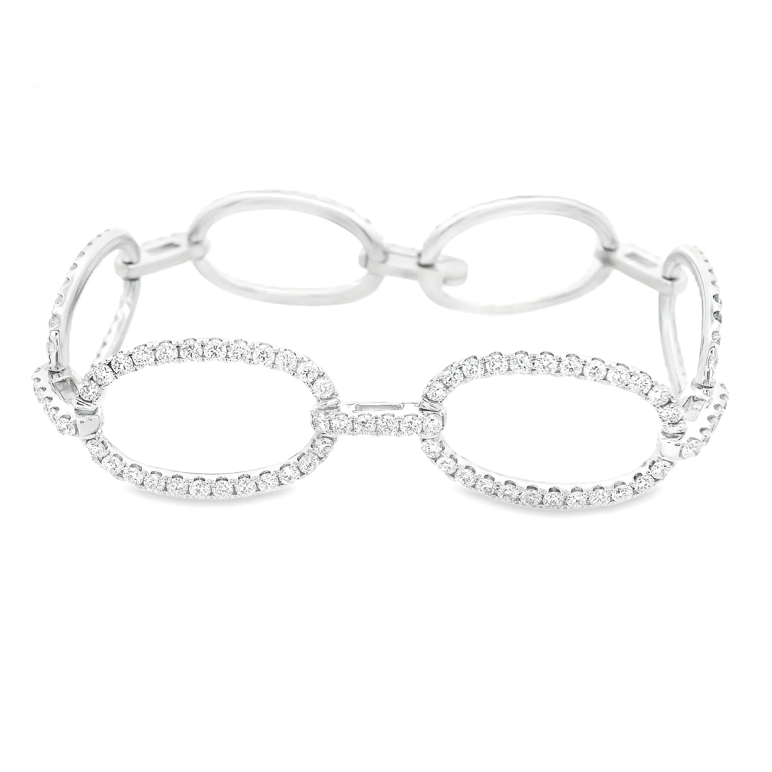 4.41ct 14k White Gold Diamond Circle Link Bracelet