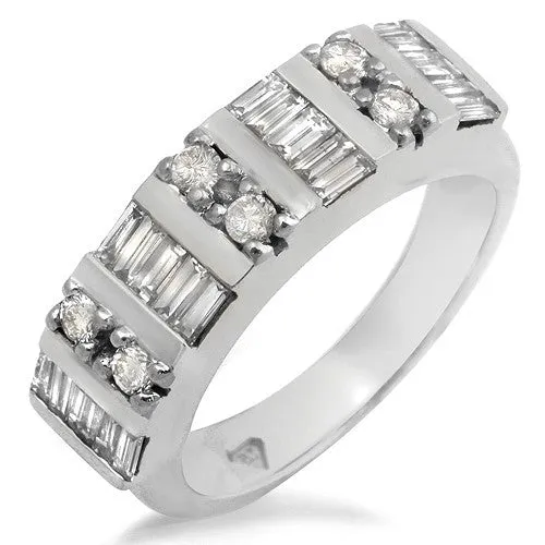 .49ct Invisible Set Round & Baguette cut Diamond Ring, 18k White Gold