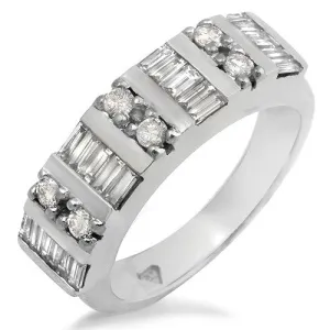 .49ct Invisible Set Round & Baguette cut Diamond Ring, 18k White Gold