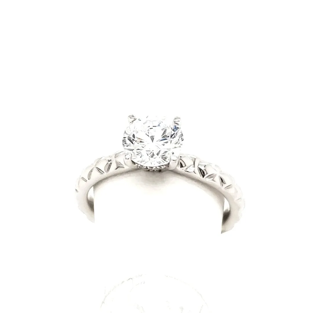 4KW Textured shank Engagement Ring