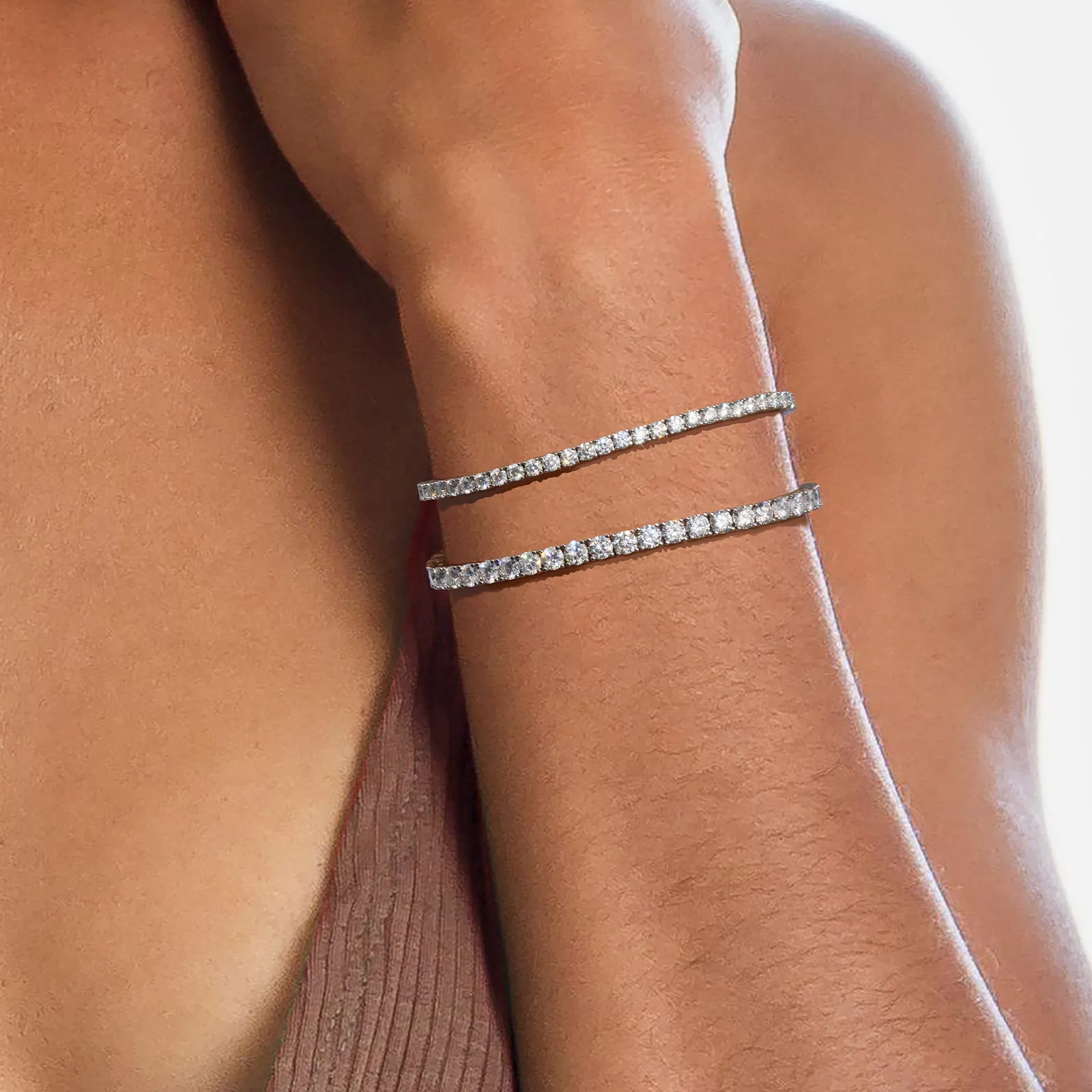 4mm Moissanite White Gold Tennis Bracelet KRKC