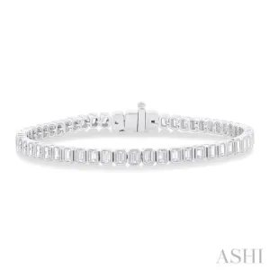 5 1/2 ctw North-South Bezel Set Emerald Cut Diamond Tennis Bracelet in 14K White Gold