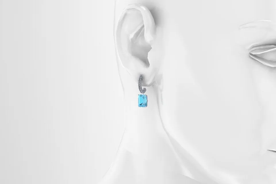 5 carat Custom Aquamarine matching earrings design